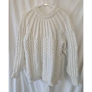 H & M Chunky Knit Pullover‎ Sweater Cream Size M Oversized Chunky
